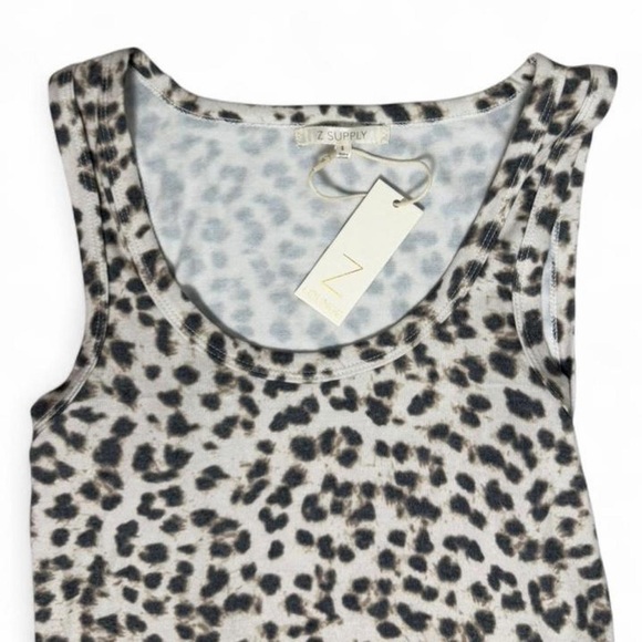 Z Supply Luxe Leopard Print Scoop Neck Cozy Tank Top NWT Small Y2K Loungewear - Picture 3 of 7